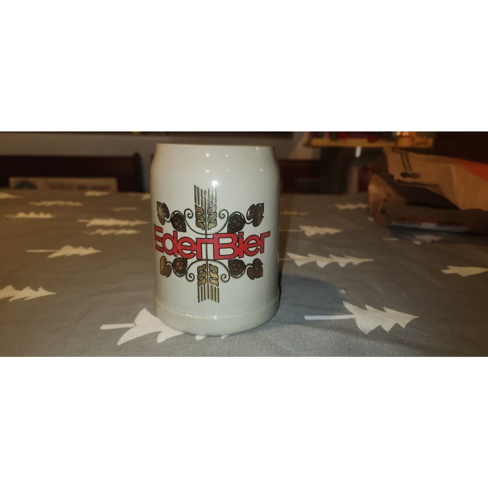 Vintage West German Eder Bier Pottery Beer Stein Mug Bar Glass 0.5L Tavern